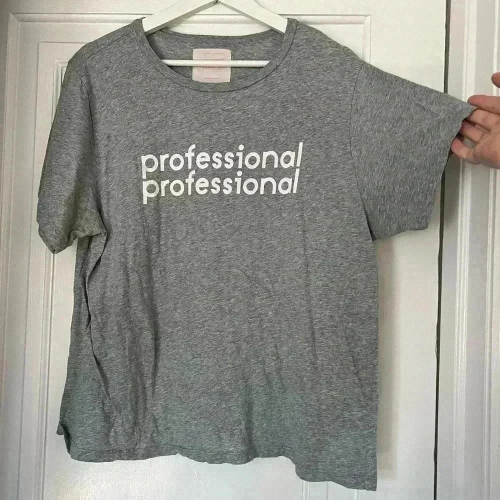 Ban.do Shirt Gray "Professional Professional" Office Top Blouse L